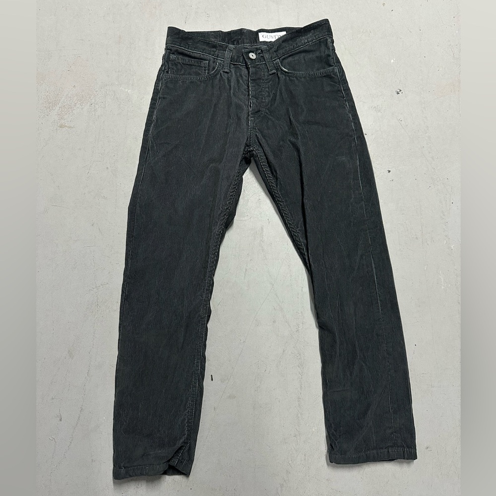 Gustin Pants Mens 29x26 Dark Grey Slim Straight Corduroy Cotton Made In USA